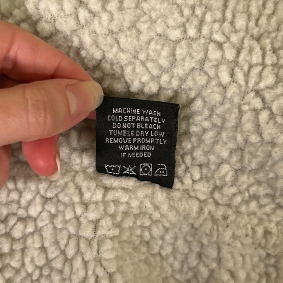 Vintage Y2K Faded Grunge Tan Cotton Corduroy Jacket Sherpa lining Streetwear - Picture 12 of 13